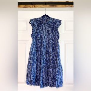 Anthropologie - Animal Print Denim Sleeveless Dress